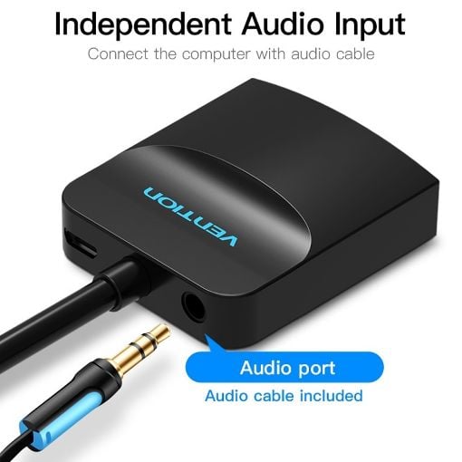 Εικόνα της Converter Vention VGA to HDMI M/F with Audio Port 15cm Black ACNBB