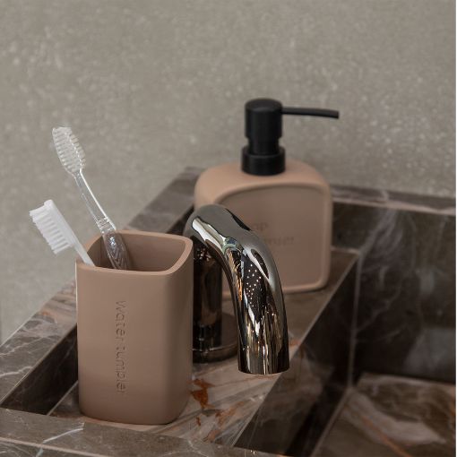Εικόνα της Αντλία Σαπουνιού Estia Text Ρητίνης 210ml Beige 02-13417