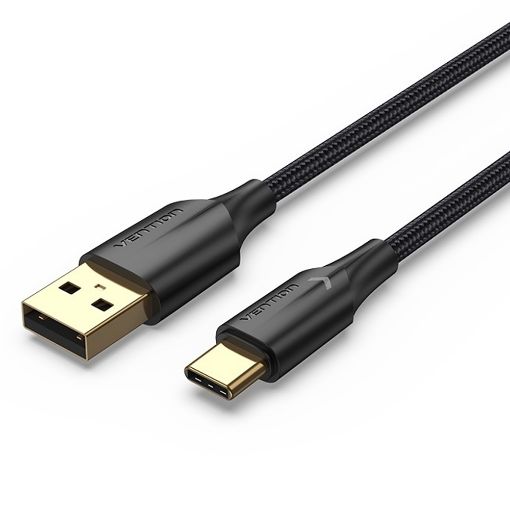 Εικόνα της Καλώδιο Vention USB-A 2.0 to USB-C M/M Braided LED 1.5m Black CTFBG