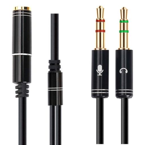 Εικόνα της Καλώδιο Audio Splitter Vention 2 x 3.5mm to 3.5mm M/F 30cm Black BBTBY
