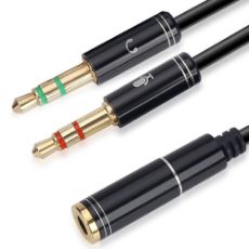 Εικόνα της Καλώδιο Audio Splitter Vention 2 x 3.5mm to 3.5mm M/F 30cm Black BBTBY