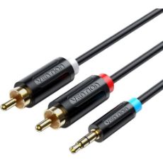 Εικόνα της Καλώδιο Vention 3.5mm to 2 x RCA M/M 1m Black BCLBF