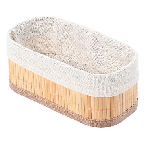 Εικόνα της Καλάθι Οργάνωσης Estia Bamboo Essentials 19.5x10cm Mε Επένδυση 02-19648