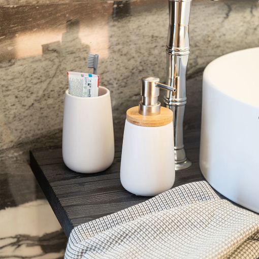 Εικόνα της Αντλία Σαπουνιού Estia Bamboo Essentials Πορσελάνης 360ml White 02-4569