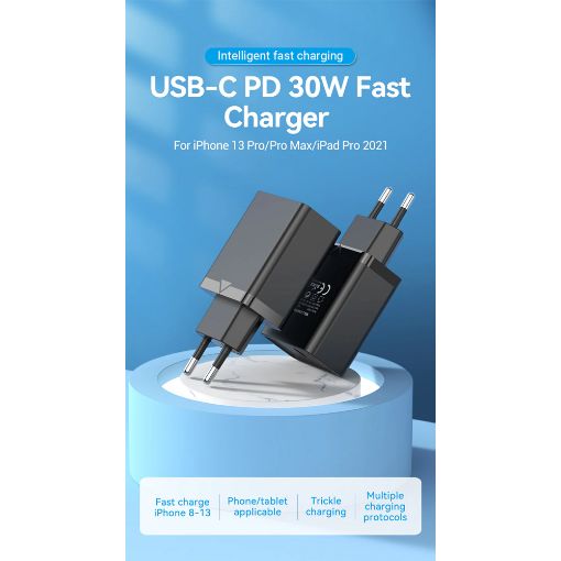 Εικόνα της Φορτιστής Vention USB-C 30W Black FAIB0-EU