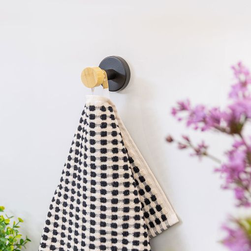 Εικόνα της Κρεμάστρα Επιτοίχια Estia Bamboo Essentials Μονή Μεταλλική Μαύρη 02-14742