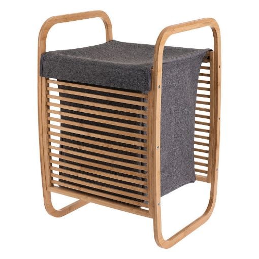 Εικόνα της Καλάθι Απλύτων Estia Bamboo Essentials Με Θήκη Πολυεστέρα 40x35x60.5cm 02-13042