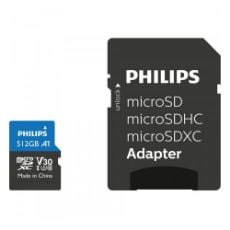 Εικόνα της Κάρτα Μνήμης microSDXC Philips Ultra Pro 512GB Class 10 UHS-I U3 + Adpater FM51MP65B/00