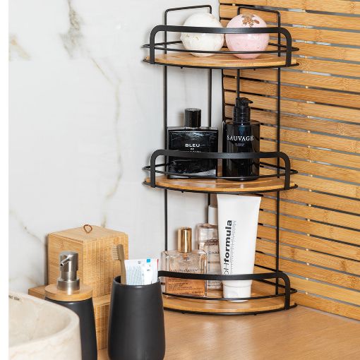 Εικόνα της Εταζέρα Estia Bamboo Essentials Μεταλλική Γωνιακή 3 Θέσεων 49x19.5x19.5cm 02-12786