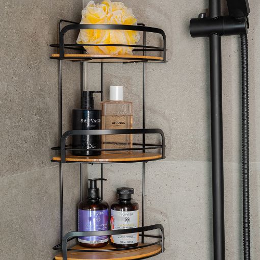 Εικόνα της Εταζέρα Estia Bamboo Essentials Μεταλλική Γωνιακή 3 Θέσεων 49x19.5x19.5cm 02-12786