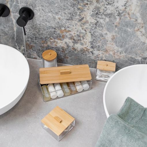 Εικόνα της Κουτί Αποθήκευσης & Οργάνωσης Estia Bamboo Essentials Τετράγωνο 9x9x6cm Με Καπάκι 02-17675