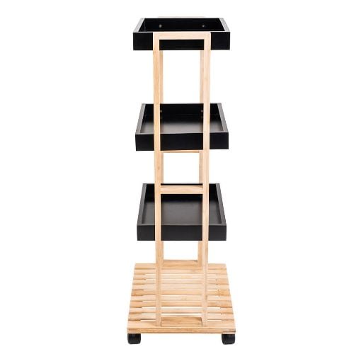 Εικόνα της Τρόλεϊ Αποθήκευσης Estia Bamboo Essentials 4 Επιπέδων 40x30x88cm Μαύρο/Καφέ 01-13035