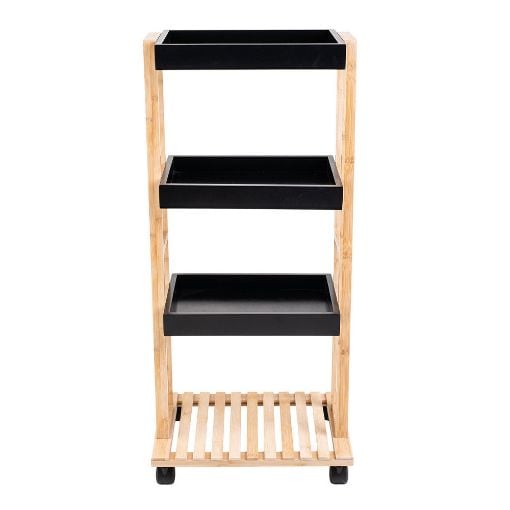 Εικόνα της Τρόλεϊ Αποθήκευσης Estia Bamboo Essentials 4 Επιπέδων 40x30x88cm Μαύρο/Καφέ 01-13035