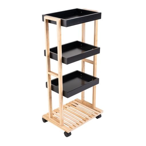 Εικόνα της Τρόλεϊ Αποθήκευσης Estia Bamboo Essentials 4 Επιπέδων 40x30x88cm Μαύρο/Καφέ 01-13035