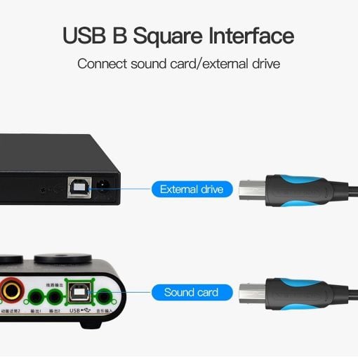 Εικόνα της Καλώδιο Vention USB 2.0 AM/BM 1m Black VAS-A16-B100