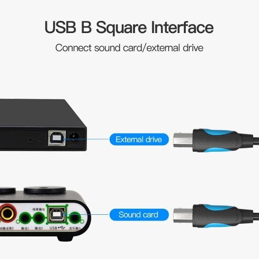 Εικόνα της Καλώδιο Vention USB 2.0 AM/BM 5m with 2 x Ferrite Core Black VAS-A16-B500