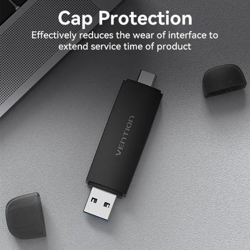 Εικόνα της Card Reader Vention USB-C/A Black CLKB0