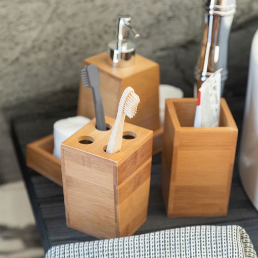 Εικόνα της Αξεσουάρ Μπάνιου Estia Βamboo Essentials Με Δίσκο Σετ 3 Τεμ. 02-13066