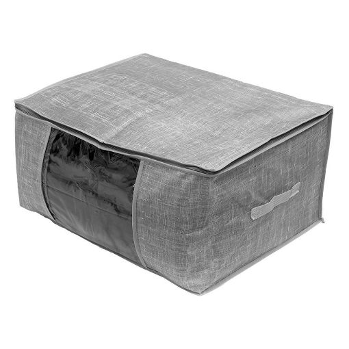 Εικόνα της Θήκη Αποθήκευσης Estia Grey Non Woven Υφασμάτινη Με Διπλό Φερμουάρ 60x45x30cm 03-5719