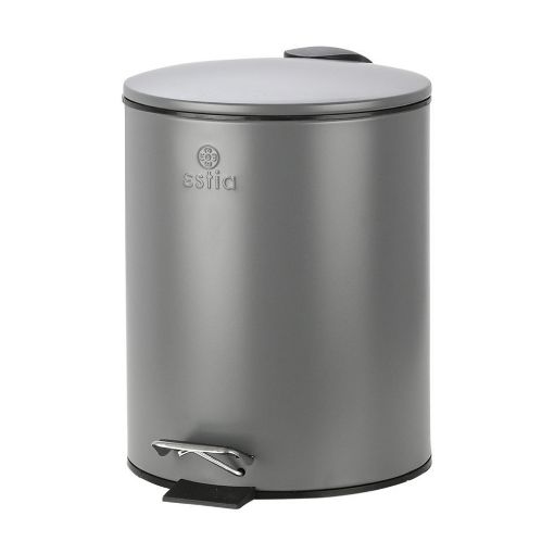 Εικόνα της Καλαθάκι Μπάνιου Estia Classic Μεταλλικό Soft Close 5lt Matte Grey 02-3753