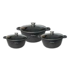 Εικόνα της Σετ Κατσαρόλες Cheffinger Marble Coating Black 6τμχ CF-DCSO1