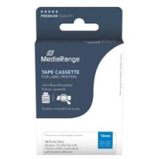 Εικόνα της Πλαστική Ταινία Ετικετογράφου MediaRange (Brother TZ-535/TZe-535) 12mm x 8m White on Blue MRBTZ535