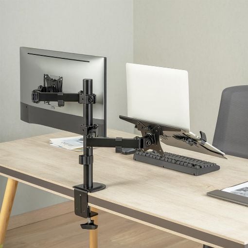 Εικόνα της Dual Monitor Desk Mount Logilink for Monitors 17-32" & Laptops 10-15.6" Black BP0175