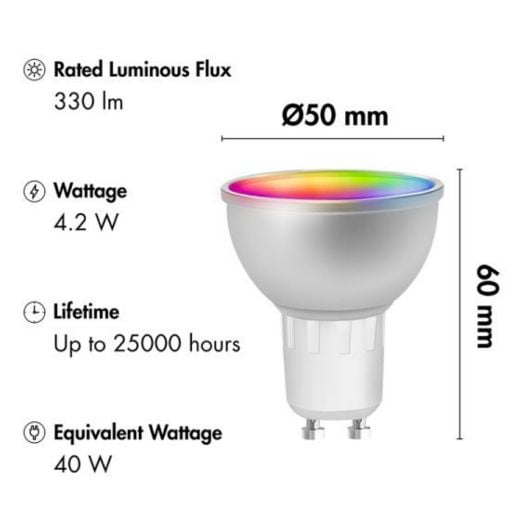 Εικόνα της Logilink Smart LED Spot GU10 Wi-Fi 330lm RGB 3000-6500K 4.2W Silver SH0118