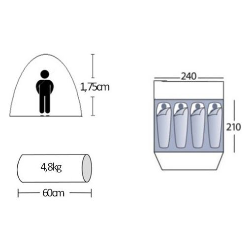 Εικόνα της Σκηνή Campus Tunnel 4-5 Ατόμων Μπλε/Ασημί 110-2664