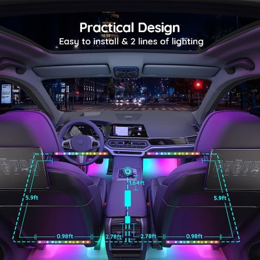 Εικόνα της Govee RGBIC Strip Light Interior Car LED Bluetooth H7090