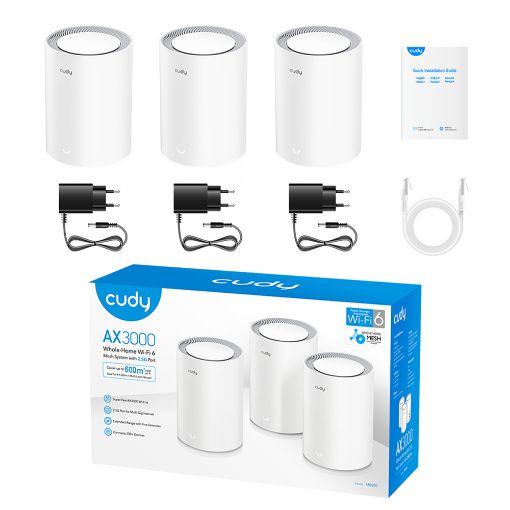 Εικόνα της Access Point Cudy M3000 v2.0 Whole Home Mesh WiFi System AX3000 2.5 Gbps (3-Pack)