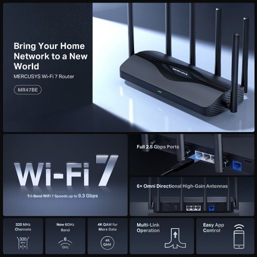 Εικόνα της Router Mercusys MR47BE WiFi-7 BE9300 Tri-Band 2.5GBps