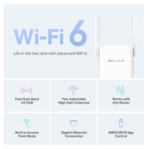 Εικόνα της Range Extender Mercusys ME60X WiFi-6 Dual-Band AX1500 Gigabit