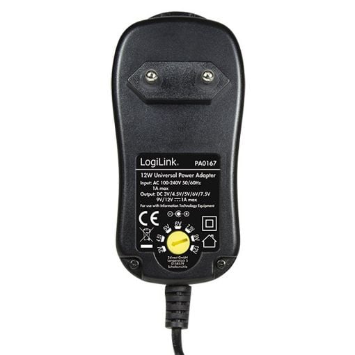 Εικόνα της Universal Τροφοδοτικό Logilink 3-12V 12W Ρυθμιζόμενο με 8 Βύσματα PA0167