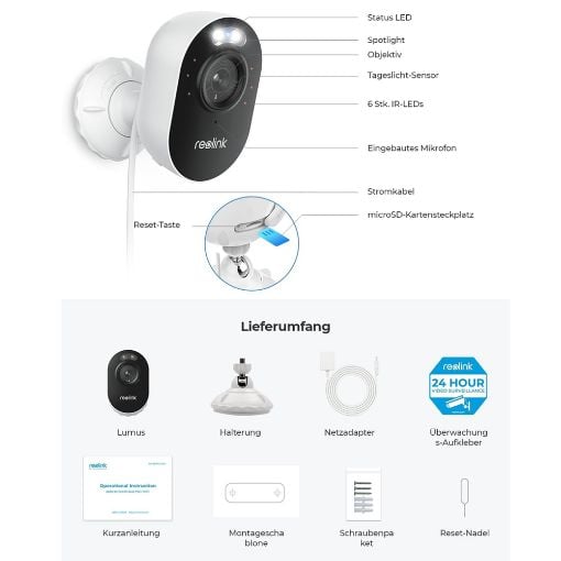 Εικόνα της Indoor/Outdoor IP Camera Reolink E430 2K Dual-Band Wireless White