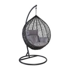 Εικόνα της Κρεμαστή Πολυθρόνα Velco Rattan & Βάση με Μεταλλικό Ιστό Ανθρακί 184-6126