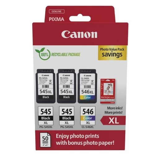 Εικόνα της Πακέτο 3 Μελανιών Canon PG-545XL x2 & CL-546XL Photo Value Pack 8286B015