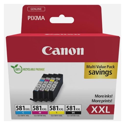 Εικόνα της Πακέτο 4 Μελανιών Canon CLI-581XXL Black/Cyan/Magenta/Yellow 1998C007