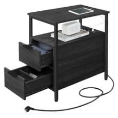 Εικόνα της Vasagle Κομοδίνο Ξύλινο 35x60x61 cm Anthracite Grey LET325B22
