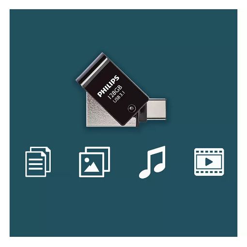 Εικόνα της Philips 2-in-1 128GB USB-A & USB-C 3.1 Black FM12DC152B/00