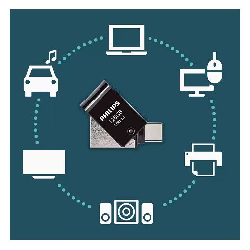 Εικόνα της Philips 2-in-1 128GB USB-A & USB-C 3.1 Black FM12DC152B/00