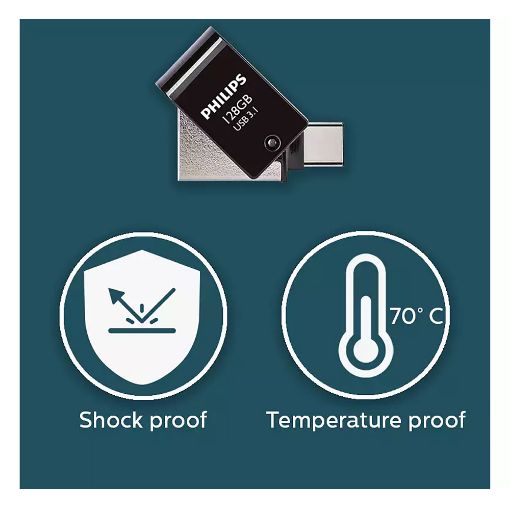 Εικόνα της Philips 2-in-1 128GB USB-A & USB-C 3.1 Black FM12DC152B/00