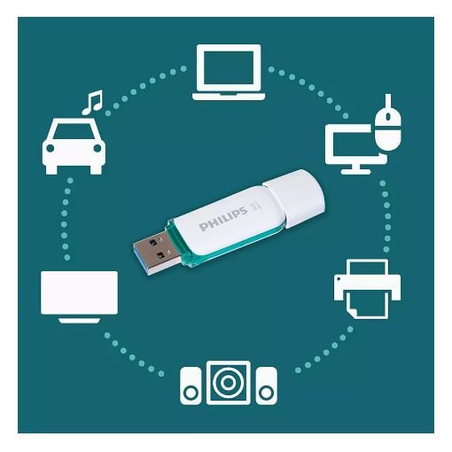 Εικόνα της Philips Snow 8GB USB 3.0 White/Spring Green FM08FD75B/00