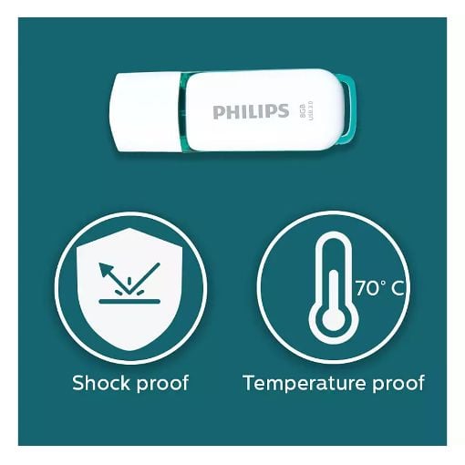 Εικόνα της Philips Snow 8GB USB 3.0 White/Spring Green FM08FD75B/00