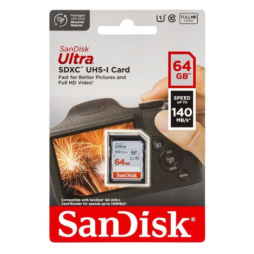 Εικόνα της Κάρτα Μνήμης SDXC Sandisk Ultra 64GB Class 10 UHS-I SDSDUNB-064G-GN6IN