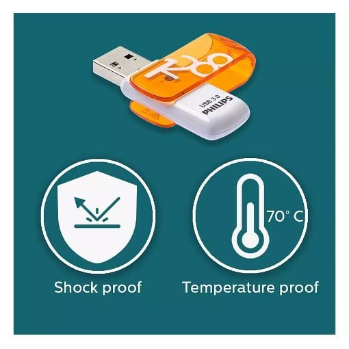 Εικόνα της Philips Vivid 128GB USB 3.0 White/Orange FM12FD00B/00