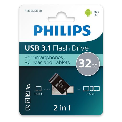 Εικόνα της Philips 2-in-1 32GB USB-A & USB-C 3.1 Black FM32DC152B/00