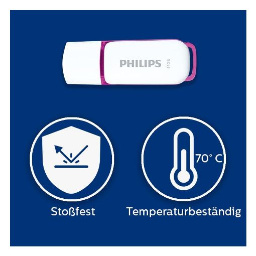 Εικόνα της Philips Snow 64GB USB 2.0 White/Magic Purple FM64FD70B/00