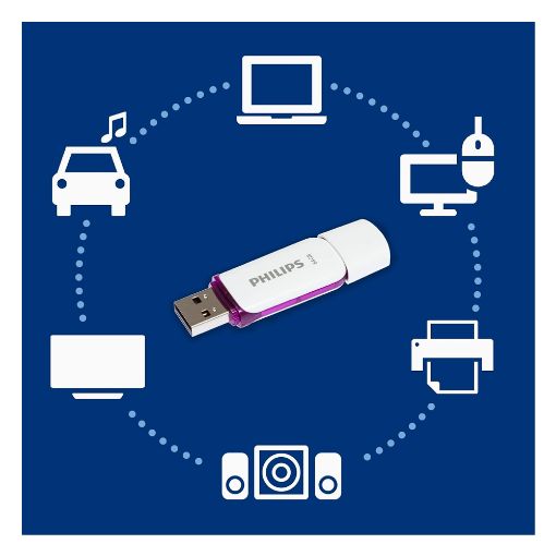 Εικόνα της Philips Snow 64GB USB 2.0 White/Magic Purple FM64FD70B/00