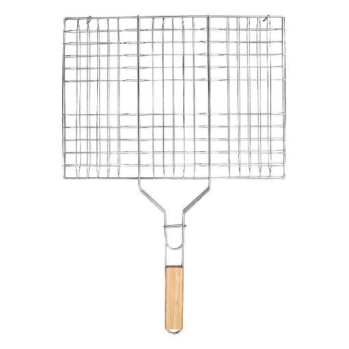 Εικόνα της Σχάρα Ψησίματος Barbeque Estia Μεταλλική 49x30 cm με Ξύλινη Λαβή 05-9489